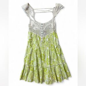 Elegant Green and Gray Crochet Dress